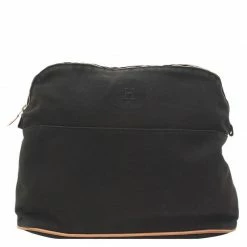 Hermes Black Toile Canvas Bolide Pouch For Women