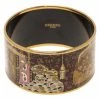 Hermes Extra Wide Printed Enamel Gold Plated Bangle Bracelet For Women -Deals Hermes Store luxury women hermes used accessories p86520 001