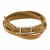 Hermes Hermès Hapi 3 MM Brown Leather Palladium Plated Bracelet For Women