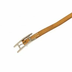 Hermes Hermès Hapi 3 MM Brown Leather Palladium Plated Bracelet For Women -Deals Hermes Store luxury women hermes used accessories p87204 003