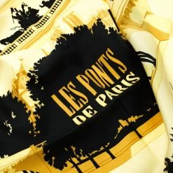 Hermes Yellow And Black Printed Silk Les Ponts De Paris Square Scarf For Women -Deals Hermes Store luxury women hermes used accessories p87541 004