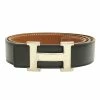 Hermes Black And Brown Leather H Buckle Reversible Belt 80CM For Women -Deals Hermes Store luxury women hermes used accessories p88087 001
