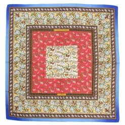 Hermes Blue Chasse En Inde Silk Square Scarf For Women