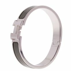 Hermes Clic Clac H Green Enamel Palladium-Plated Bracelet PM For Women -Deals Hermes Store luxury women hermes used accessories p8940 002