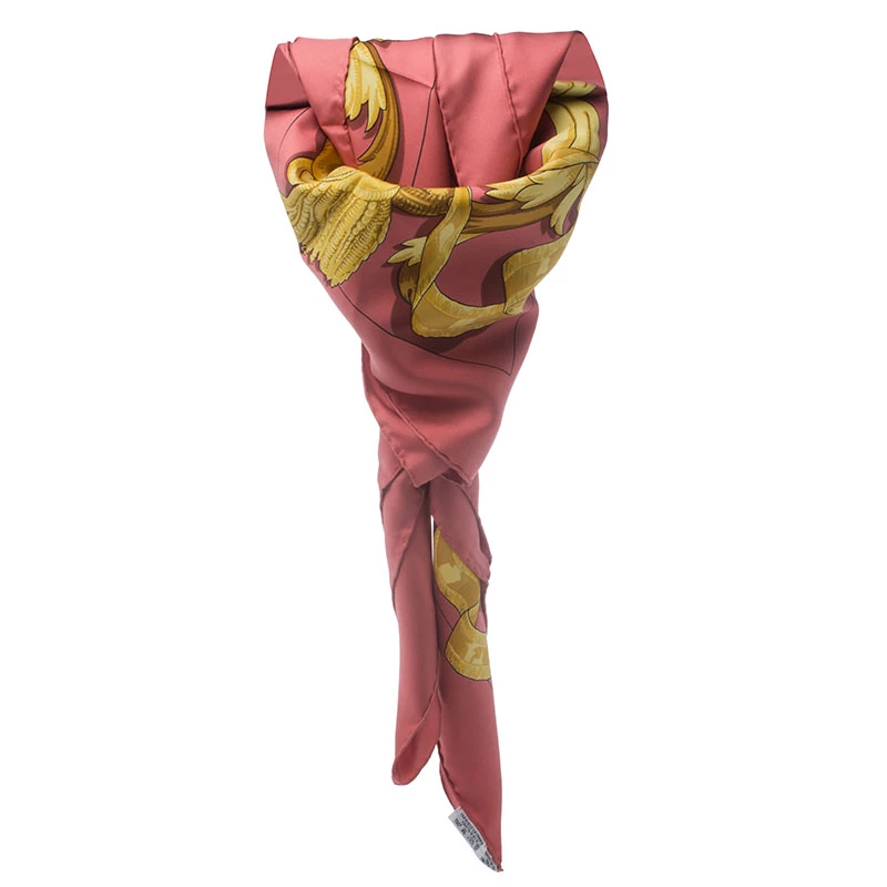 Hermes Red Printed Silk Le Mors " A La Conétable " Square Scarf For Women 3 Hermes Red Printed Silk Le Mors " A La Conétable " Square Scarf For Women