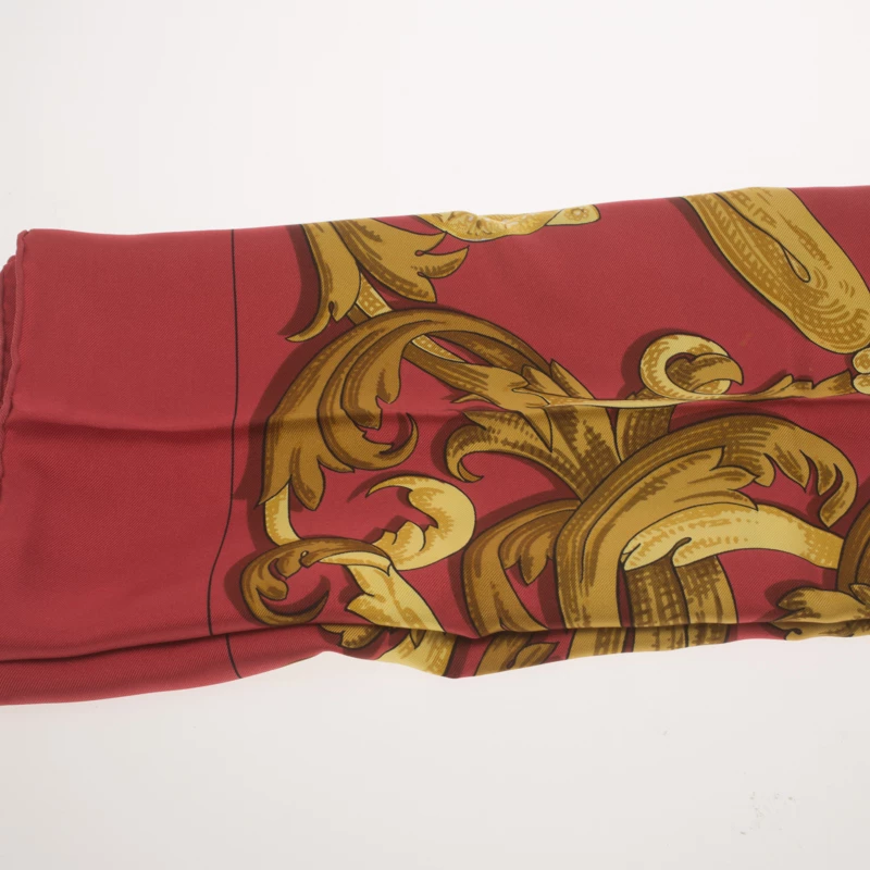 Hermes Red Printed Silk Le Mors " A La Conétable " Square Scarf For Women 6 Hermes Red Printed Silk Le Mors " A La Conétable " Square Scarf For Women - Image 4