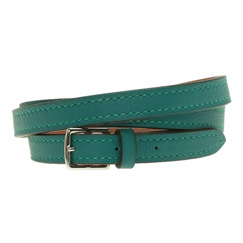 Hermes Etrivière Double Tour Green Leather Bracelet XS For Women 5 Hermes Etrivière Double Tour Green Leather Bracelet XS For Women - Image 3