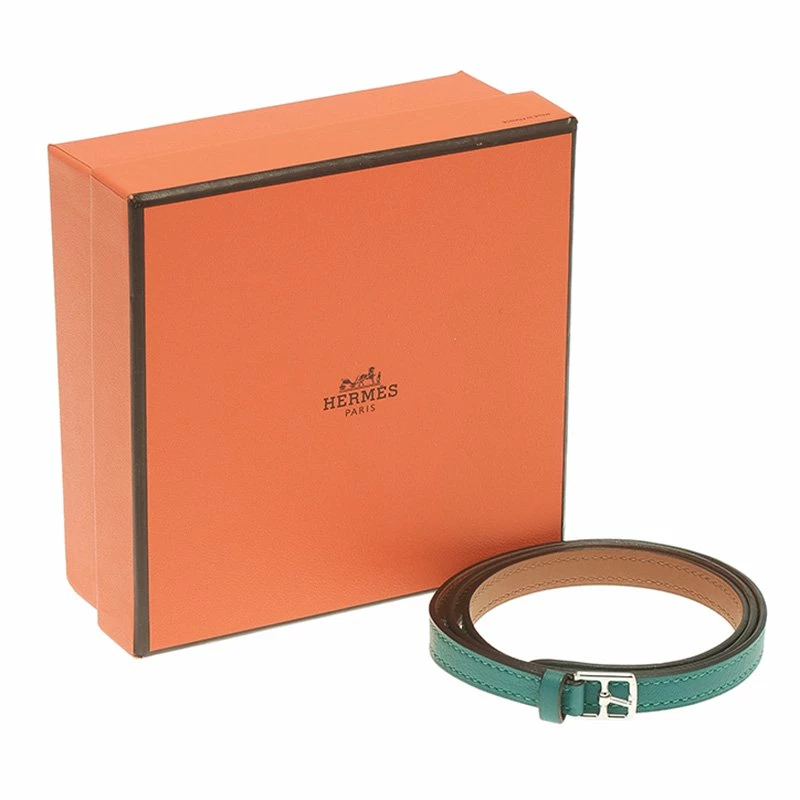 Hermes Etrivière Double Tour Green Leather Bracelet XS For Women 8 Hermes Etrivière Double Tour Green Leather Bracelet XS For Women - Image 6