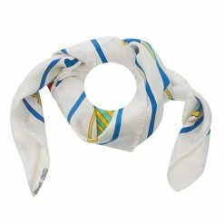 Hermes White Boat Printed Silk Thalassa Square Scarf For Women