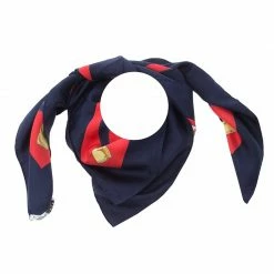 Hermes Multicolor Printed Eperon D'or Silk Square Scarf For Women