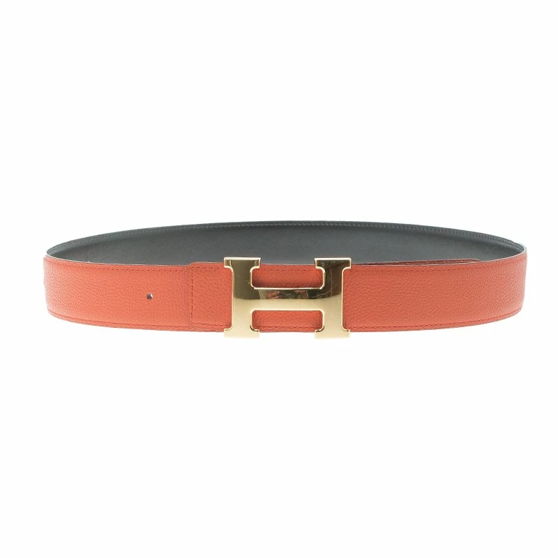 Hermes Orange And Black Leather Constance Reversible Belt 85 CM For Women 3 Hermes Orange And Black Leather Constance Reversible Belt 85 CM For Women
