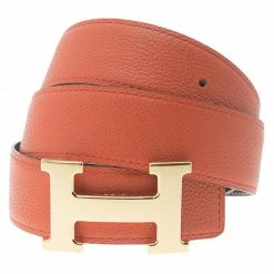 Hermes Orange And Black Leather Constance Reversible Belt 85 CM For Women 9 Hermes Orange And Black Leather Constance Reversible Belt 85 CM For Women -Deals Hermes Store luxury women hermes used accessories p90478 002
