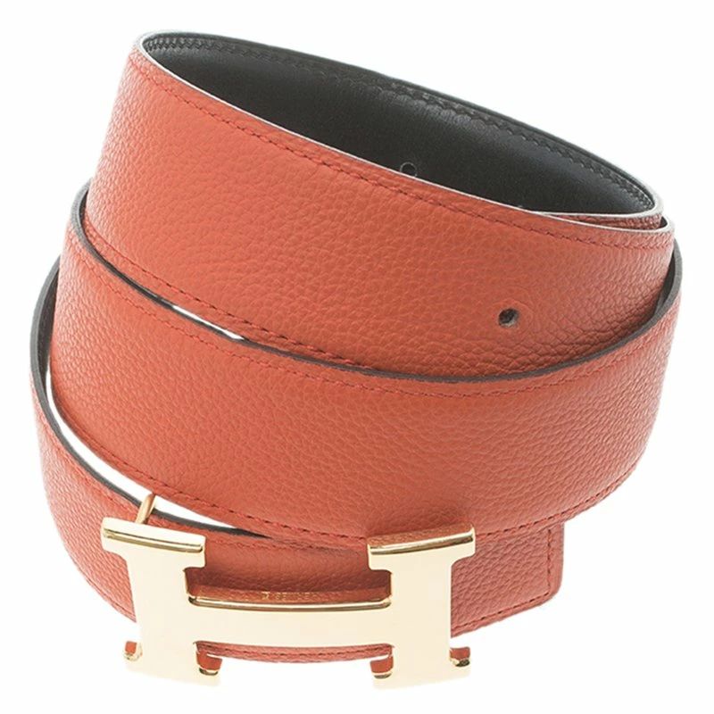 Hermes Orange And Black Leather Constance Reversible Belt 85 CM For Women 5 Hermes Orange And Black Leather Constance Reversible Belt 85 CM For Women - Image 3