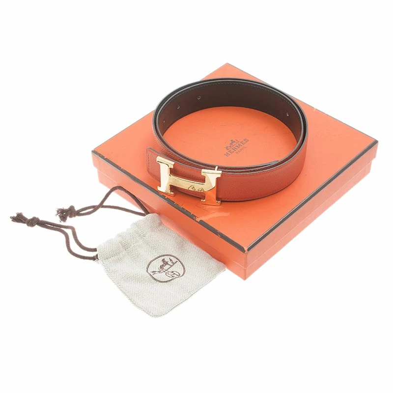 Hermes Orange And Black Leather Constance Reversible Belt 85 CM For Women 8 Hermes Orange And Black Leather Constance Reversible Belt 85 CM For Women - Image 6