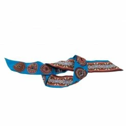 Hermes Blue Printed Silk Bandeau For Women