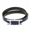 Hermes Hermès Hapi 3 MM Blue & Grey Leather Palladium Plated Wrap Bracelet PM For Women -Deals Hermes Store luxury women hermes used accessories p92829 001