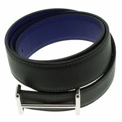 Hermes Dark Grey/Purple Leather Palladium Idem Belt 85 CM For Women -Deals Hermes Store luxury women hermes used accessories p93065 003