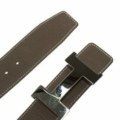 Hermes Brown/Beige Leather Palladium Contance Reversible Belt 90 CM For Women -Deals Hermes Store luxury women hermes used accessories p93079 004