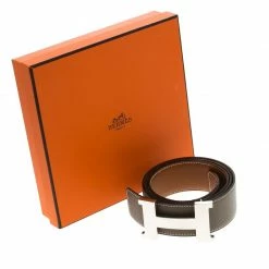 Hermes Brown/Beige Leather Palladium Contance Reversible Belt 90 CM For Women -Deals Hermes Store luxury women hermes used accessories p93079 006