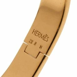Hermes Clic Clac H Black Enameled Gold-Plated Bracelet PM For Women -Deals Hermes Store luxury women hermes used accessories p9312 005