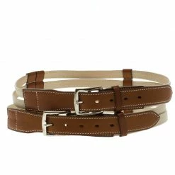 Hermes Beige/Brown Leather Double Etriviere Belt 70 CM For Women