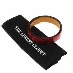 Hermes Red Porosus Crocodile Belt Strap 90 CM For Women -Deals Hermes Store luxury women hermes used accessories p93970 0006