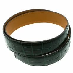 Hermes Green Porosus Crocodile Leather Belt Strap 90 CM For Women -Deals Hermes Store luxury women hermes used accessories p93975 0003