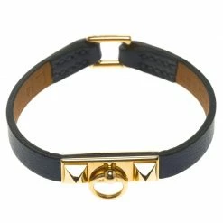 Hermes Micro Rivale Blue Leather Bracelet XS For Women -Deals Hermes Store luxury women hermes used accessories p94356 005