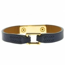 Hermes Micro Rivale Blue Leather Bracelet XS For Women -Deals Hermes Store luxury women hermes used accessories p94356 006