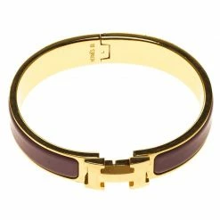 Hermes Clic Clac H Purple Enamel Gold-Plated Bracelet PM For Women 13 Hermes Clic Clac H Purple Enamel Gold-Plated Bracelet PM For Women -Deals Hermes Store luxury women hermes used accessories p96790 005