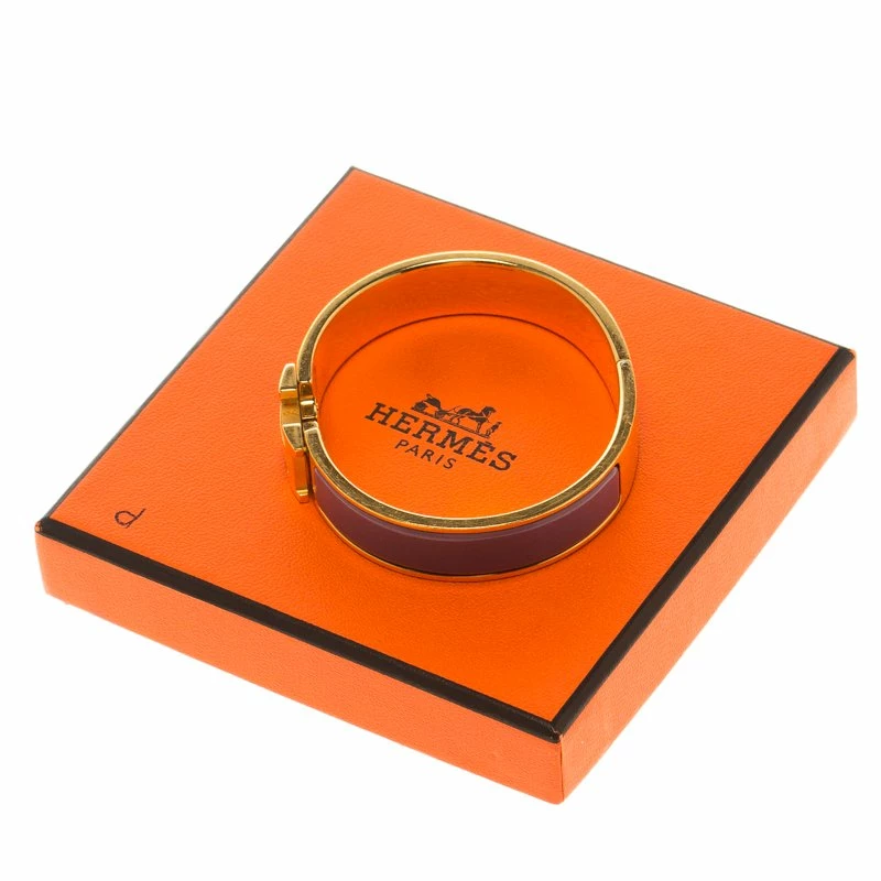 Hermes Clic Clac H Purple Enamel Gold-Plated Bracelet PM For Women 9 Hermes Clic Clac H Purple Enamel Gold-Plated Bracelet PM For Women - Image 7