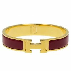 Hermes Clic Clac H Narrow Red Enamel Gold-Plated Bracelet PM For Women -Deals Hermes Store luxury women hermes used accessories p97529 003