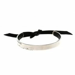 Hermes Silver & Leather Cartouche Bracelet 16cm For Women