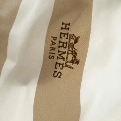 Hermes Beige And White Striped Silk Diamond Scarf For Women -Deals Hermes Store luxury women hermes used accessories p98154 003
