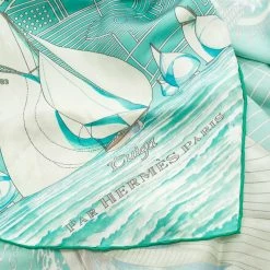 Hermes Tuiga Mint Green Printed Silk Square Scarf For Women -Deals Hermes Store luxury women hermes used accessories p98165 0003