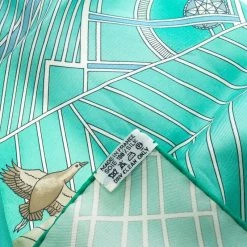 Hermes Tuiga Mint Green Printed Silk Square Scarf For Women -Deals Hermes Store luxury women hermes used accessories p98165 0005