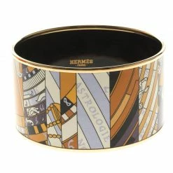 Hermes Astrologie Nouvelle Enamel Print Gold Plate Extra Wide Bangle Bracelet GM For Women -Deals Hermes Store luxury women hermes used accessories p98322 005