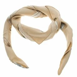 Hermes Passementerie Beige Printed Silk Square Scarf For Women