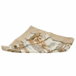 Hermes Passementerie Beige Printed Silk Square Scarf For Women -Deals Hermes Store luxury women hermes used accessories p98544 0004