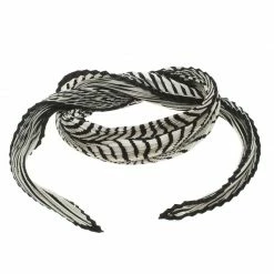 Hermes Monochrome Printed Plisse Silk Diamond Scarf For Women