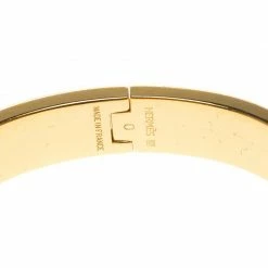 Hermes Clic Clac H Blue Enamel Gold Tone Narrow Bracelet PM For Women -Deals Hermes Store luxury women hermes used accessories p98585 006