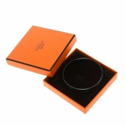 Hermes Purple Printed Enamel Black PVD Plated Narrow Bangle Bracelet GM For Women -Deals Hermes Store luxury women hermes used accessories p98737 007