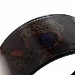 Hermes Purple Printed Enamel Black PVD-plated Wide Bangle Bracelet GM For Women -Deals Hermes Store luxury women hermes used accessories p98743 0004
