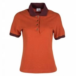 Hermes Seiller Orange Contrast Trim Detail Polo T-Shirt S For Women
