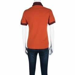 Hermes Seiller Orange Contrast Trim Detail Polo T-Shirt S For Women -Deals Hermes Store luxury women hermes used clothes p106253 0003