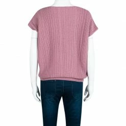 Hermes Pink Chunky Cotton Knit Top M For Women -Deals Hermes Store luxury women hermes used clothes p108002 0003