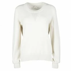Hermes Cream Perforated Knit Detail Cashmere Sweater M For Women