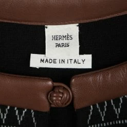 Hermes Black Aztec Pattern Cashmere And Wool Leather Trim Oversized Tunic S For Women -Deals Hermes Store luxury women hermes used clothes p116926 0005