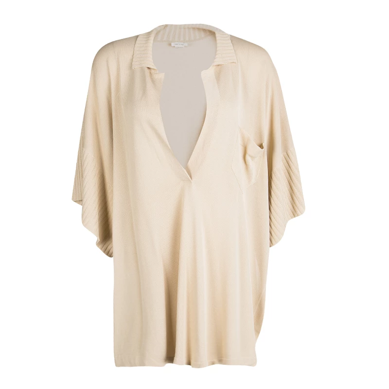 Hermes Beige Knit Open Side Detail Oversized Top L For Women 3 Hermes Beige Knit Open Side Detail Oversized Top L For Women