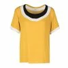 Hermes Mustard Yellow Silk Contrast Trim Short Sleeve Top S For Women -Deals Hermes Store luxury women hermes used clothes p129842 0001